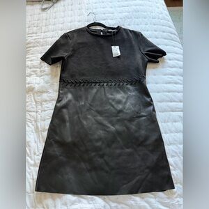 Faux Leather Suede Combo Shift Dress Size Medium